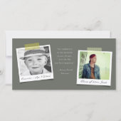 モダングスタイリッシュレイ緑ストライプの写真卒業 サンキューカード (裏面)