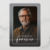 モダングミニマルレイ写真退職パーティー 箔招待状 (正面)