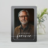 モダングミニマルレイ写真退職パーティー 箔招待状 (立ち正面)