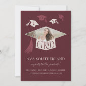 モダングラッエレガントドキャップ&タッセル写真卒業 案内状 (正面)