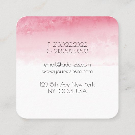 モダングラデーションエレガント赤い水の色抽象芸術 スクエア名刺 (裏面)
