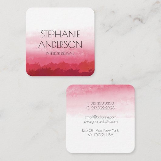 モダングラデーションエレガント赤い水の色抽象芸術 スクエア名刺 (正面/裏面)