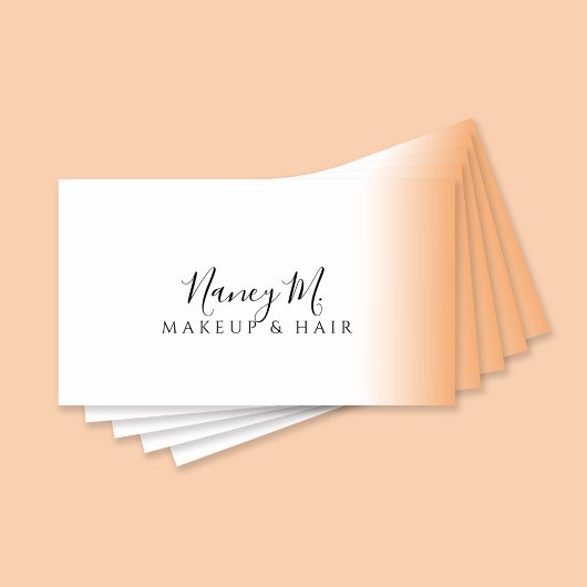 モダングラデーションオレンジ色の白いメイクアップ 名刺