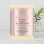 モダングラデーショングリッタードリップバラ金ゴールドスウィート16 招待状 (スタンド正面)
