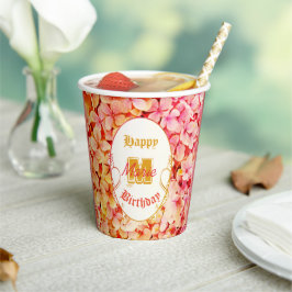 モダングラデーションスタイリッシュモノグラムパーティーハッピーバースデー 紙コップ