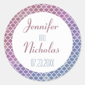 モダングラデーション幾何モザイク結婚ズ ラウンドシール (正面)