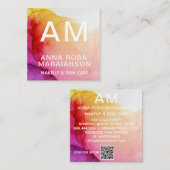 *~* モダングラデーション抽象芸術アートロゴ写真 スクエア名刺 (正面/裏面)