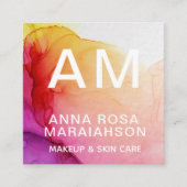 *~* モダングラデーション抽象芸術アートロゴ写真 スクエア名刺 (正面)