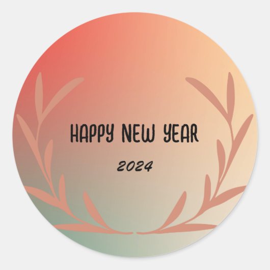 モダングラデーション水彩フローラ新年 ラウンドシール (正面)