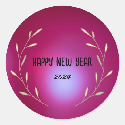 モダングラデーション水彩フローラ新年 ラウンドシール (正面)