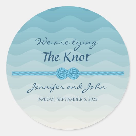 モダングラデーション波と結び結婚目 ラウンドシール (正面)