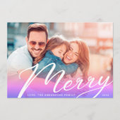 モダングラデーション白メリーレタリング写真 シーズンカード (正面)