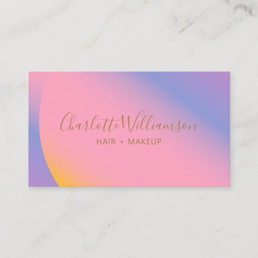 モダングラデーション紫美しいブランディングユニーク 名刺 (正面)