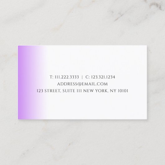 モダングラデーション紫色の白いメイクアップ 名刺 (裏面)