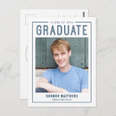 モダングラデーション編集可能カラー卒業はがき ポストカード (正面/裏面)