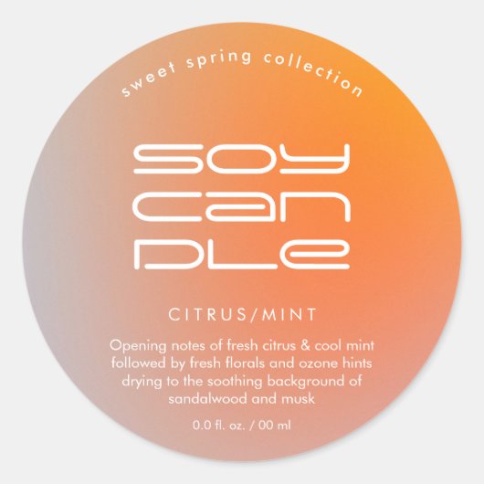 モダングラデーション製品キャンドルラベル ラウンドシール (正面)