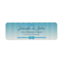 モダングラデーション青結婚波差出人住所 ラベル