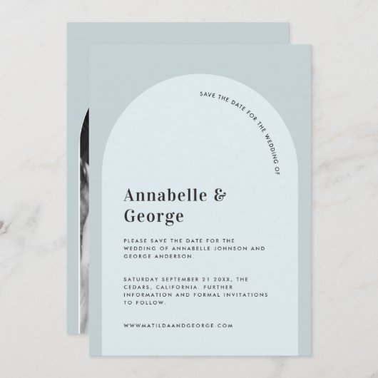 モダングラフィックタイポグラフィ写結婚真 セーブザデート (正面/裏面)