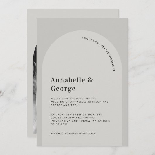 モダングラフィックタイポグラフィ写結婚真 セーブザデート (正面/裏面)