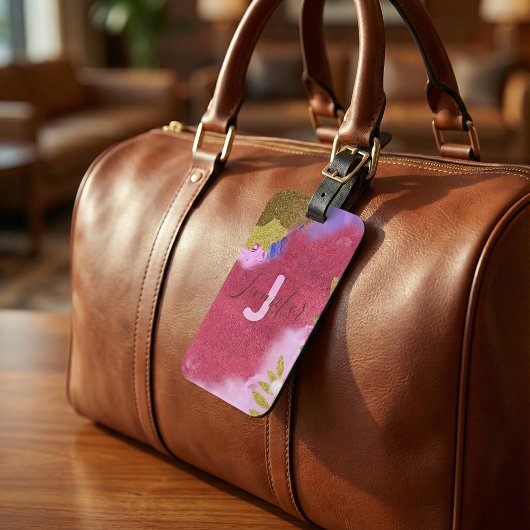 モダングラム ピンクゴールド 偽の輝き 抽象 ラゲッジタグ