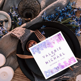 モダングランジ芸術的ピンクと紫結婚の スタンダードカクテルナプキン