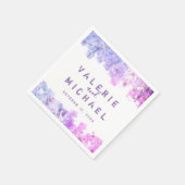 モダングランジ芸術的ピンクと紫結婚の スタンダードカクテルナプキン (角)