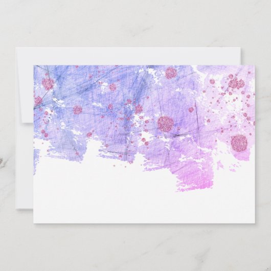 モダングランジ芸術的ピンクと紫結婚の セーブザデート (裏面)