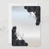 モダングリッターが垂れるブラックローズ シルバー スイート16 招待状 (裏面)