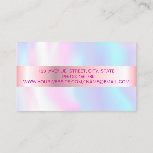 モダングリッターの点滅、メイクアップアーティストホログラフィー 名刺 (裏面)