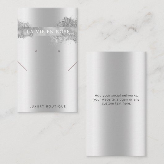 モダングリッターイヤリングネックレス表示カード 名刺 (正面/裏面)