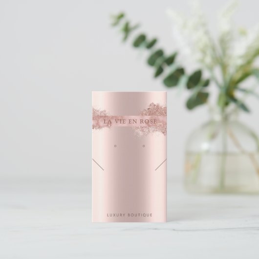 モダングリッターイヤリングネックレス表示カード 名刺 (スタンド正面)