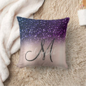 モダングリッターエレガントバラ金ゴールドモノグラム クッション (ブランケット)