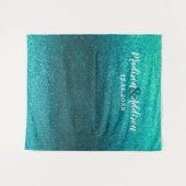 モダングリッターオンブレウェディング フォトブース背景 タペストリー (正面(横))