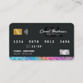 モダングリッタークレジットカードイニシャル美容師 名刺 (正面)
