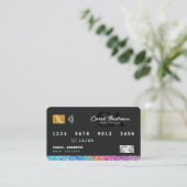 モダングリッタークレジットカードイニシャル美容師 名刺 (スタンド正面)