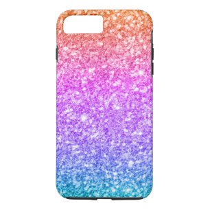 モダングリッターグラデーションプリント – 青ピンクとオレンジ iPhone 8 PLUS/7 PLUSケース
