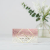 モダングリッターグラデーション金ゴールド枠、紙吹雪、はさみ 名刺 (スタンド正面)