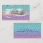 モダングリッターグラデーション、金ゴールド紙吹雪、ブラシストローク 名刺 (正面/裏面)