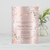 モダングリッターコンフェッティ ローズゴールドのバラ 75周年 招待状 (スタンド正面)