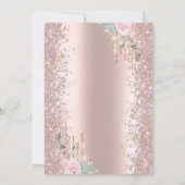 モダングリッターコンフェッティ ローズゴールドのバラ 75周年 招待状 (裏面)