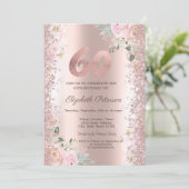 モダングリッターコンフェッティ ローズゴールド ローズ 60th 招待状 (スタンド正面)