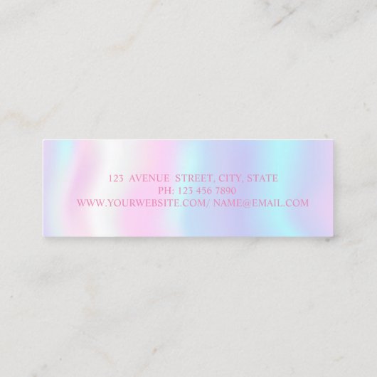 モダングリッターシンプル唇、自筆画メイクアップアーティスト スキニー名刺 (裏面)