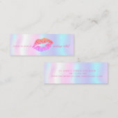 モダングリッターシンプル唇、自筆画メイクアップアーティスト スキニー名刺 (正面/裏面)