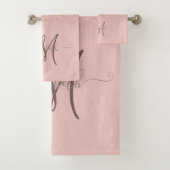 モダングリッターシークイングラデーションバラ金ゴールドモノグラム バスタオルセット (インサイチュ)