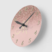 モダングリッターセキングラデーションバラ金ゴールドM ラウンド壁時計 (傾斜)