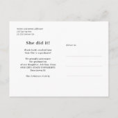 モダングリッタータイポグラフィフォトコラージュ卒業 案内ポストカード (裏面)