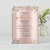 モダングリッターダイヤモンドバラ金ゴールドスウィート16 招待状 (スタンド正面)