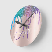 モダングリッタードリエレガントップスバラ金ゴールドModogram ラウンド壁時計 (傾斜)