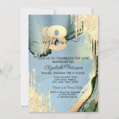 モダングリッタードリップアルコールインク18誕生日 招待状 (正面)