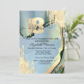 モダングリッタードリップアルコールインク18誕生日 招待状 (スタンド正面)